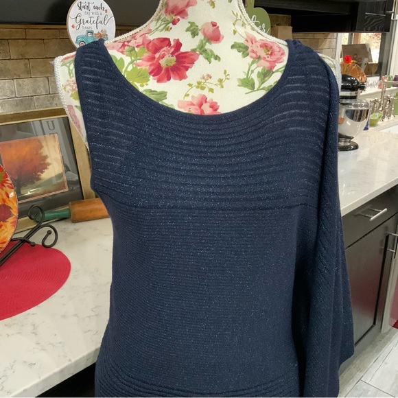 White House Black Market Asymmetric Drape One Shoulder Shimmer Sweater Top
XS - Picture 2 of 11